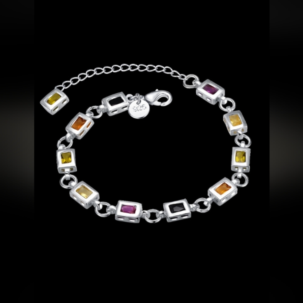 925 Sterling Silver Cubic Zirconia Link Bracelet